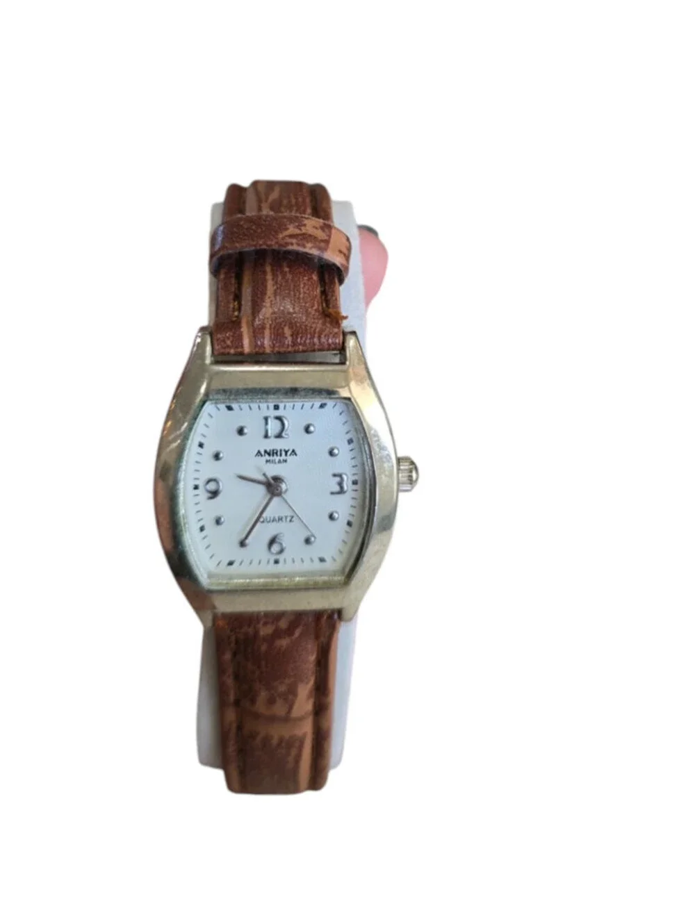 Anriya Milan Mens Womens Matching Watch Set Brown Leather Bands Vintage
